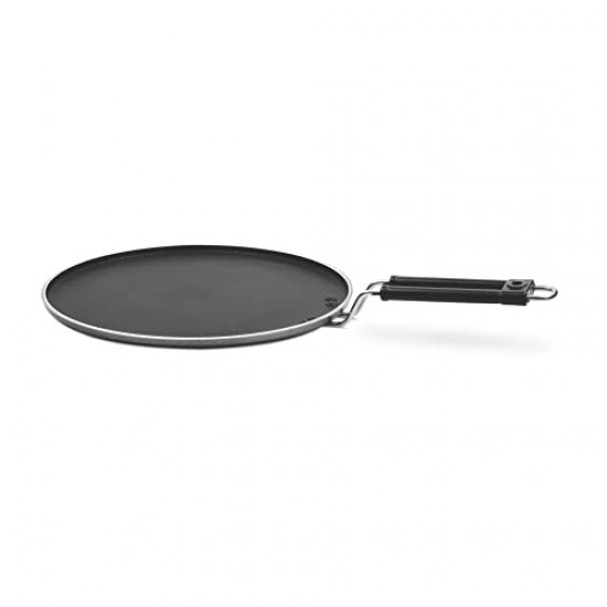 MILTON Pro cook Black Pearl Induction Non-Stick Flat Tawa, 30 cm, Grey