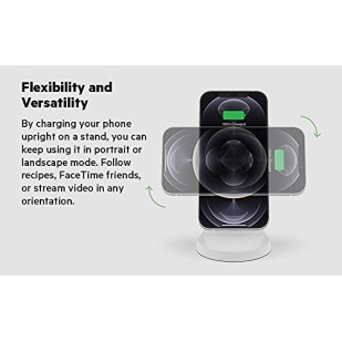 Belkin Magnetic Wireless Charger with Stand Magsafe Compatible for Cellular Phones, iPhone 12, 13 Pro, 13 Pro Max, 13 Mini - White Belkin Magnetic Wireless Charger with Stand Magsafe Compatible for Cellular Phones, iPhone 12, 13 Pro, 13 Pro Max, 13 Mini - White