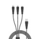 Portronics Konnect Spydr 31 3-in-1 Multi Functional Cable with 3.0A Total Output, Tangle Resistant, 1.2M Length, Nylon Braided(Zebra)