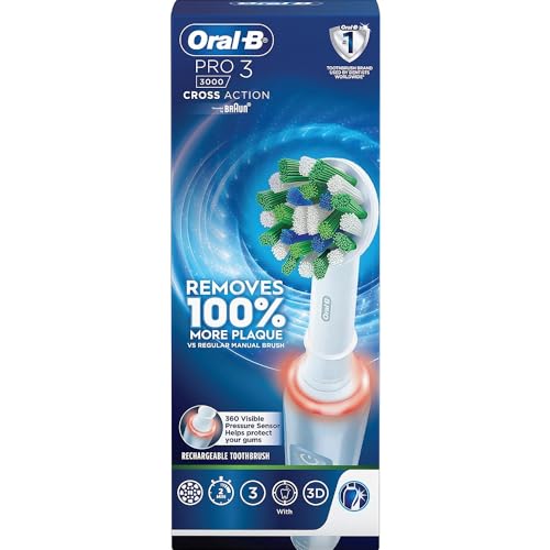 Oral B Pro 3 Electric Toothbrush, Rechargeable, 3 Pressure Modes for Sensitivity for Adults Oral B Pro 3 Electric Toothbrush, Rechargeable, 3 Pressure Modes for Sensitivity for Adults