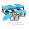 MILTON New Mini Lunch Insulated Tiffin, Set of 2, (280 ml Each), with Jacket, Cyan Light Weight Leak Proof