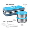 MILTON New Mini Lunch Insulated Tiffin, Set of 2, (280 ml Each), with Jacket, Cyan Light Weight Leak Proof