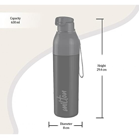 Milton Steel Convey 900 Insulated Inner Stainless Steel Water Bottle, 630 ml, Black