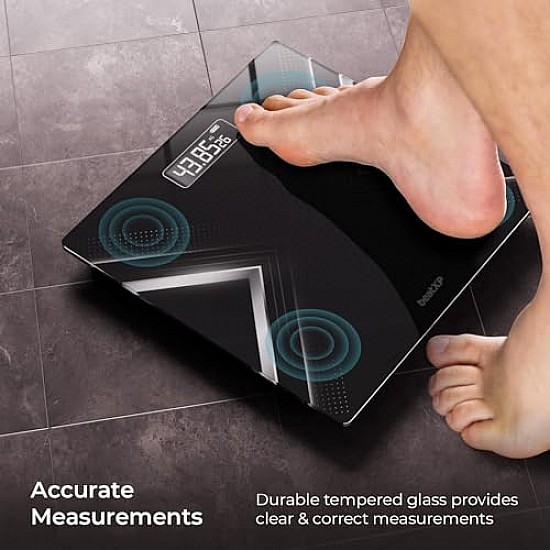 beatXP Gravity X Digital Weight Machine For Body Weight with Thick Tempered Glass, Best Bathroom Weighing Scale with LCD Display 