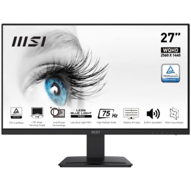 MSI Pro Mp273Qv 27 Inch Wqhd 2560 X 1440 Professional Business LCD Monitor, 75Hz Refresh Rate Black MSI Pro Mp273Qv 27 Inch Wqhd 2560 X 1440 Professional Business LCD Monitor, 75Hz Refresh Rate Black
