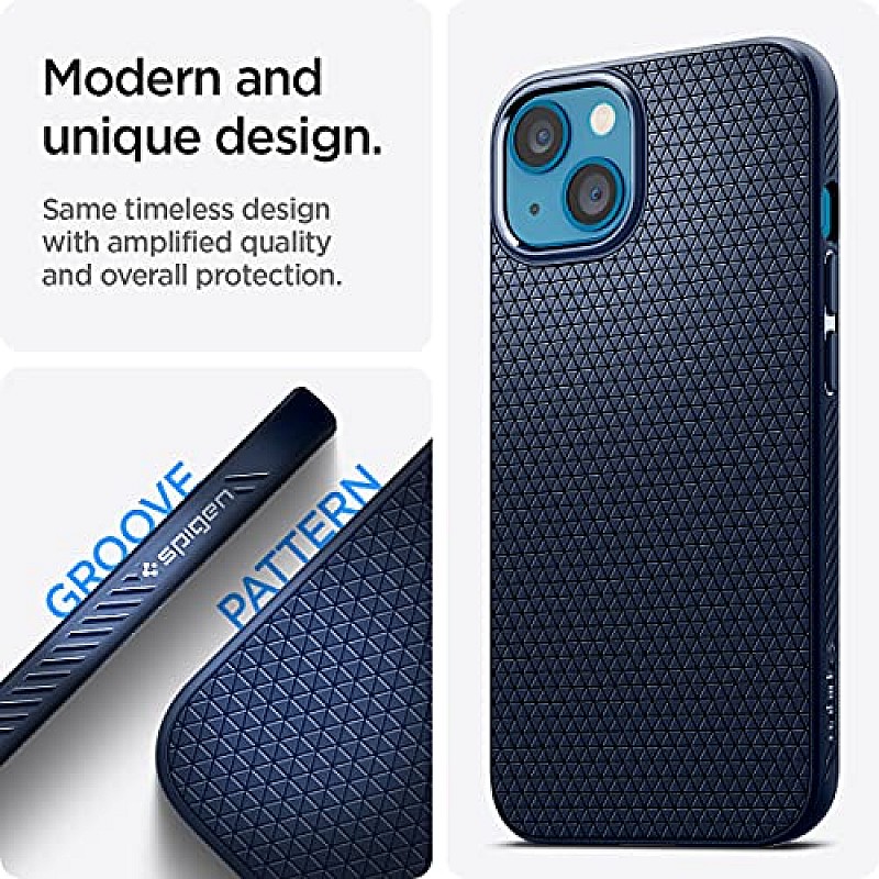 Spigen Liquid Air Back Cover Case Compatible with iPhone 13 (TPU | Navy Blue)