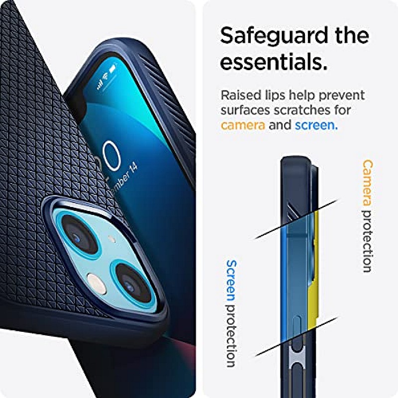 Spigen Liquid Air Back Cover Case Compatible with iPhone 13 (TPU | Navy Blue)