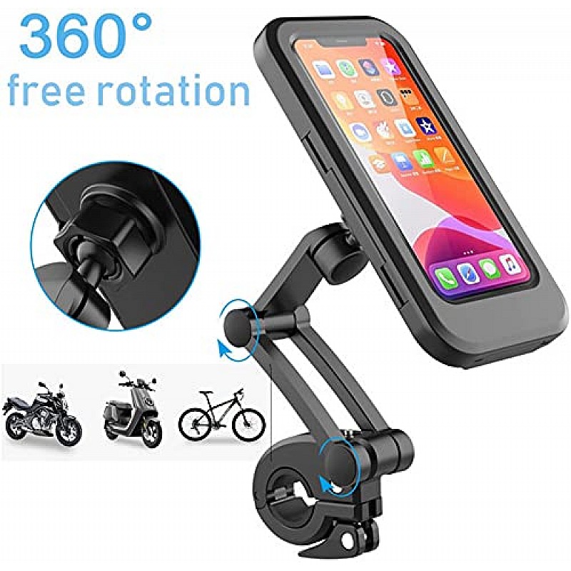 AIRTREE  Bike Phone Mount Waterproof Cell Phone Holder 360 Rotation Motorcycle Phone Case Universal Bicycle Handlebar 