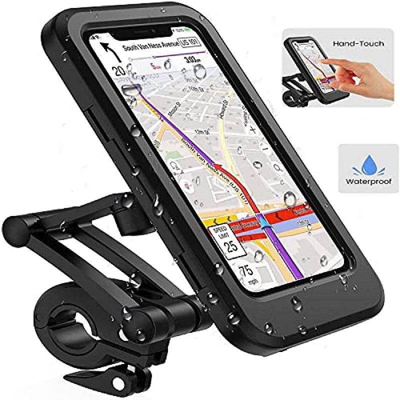 AIRTREE  Bike Phone Mount Waterproof Cell Phone Holder 360 Rotation Motorcycle Phone Case Universal Bicycle Handlebar 