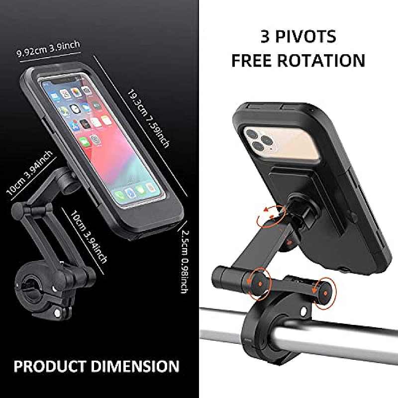 AIRTREE  Bike Phone Mount Waterproof Cell Phone Holder 360 Rotation Motorcycle Phone Case Universal Bicycle Handlebar 