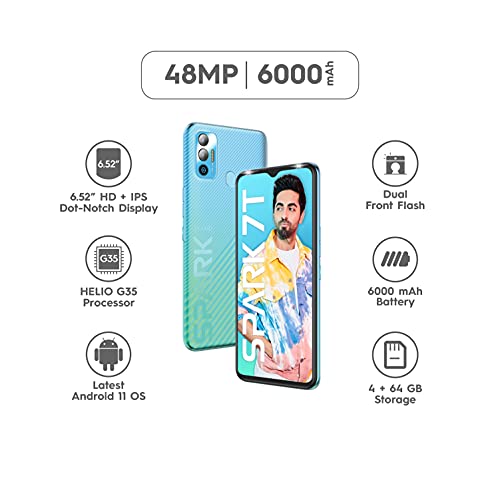 TECNO Spark 7T Jewel Blue, 4GB RAM, 64GB Storage Refurbished