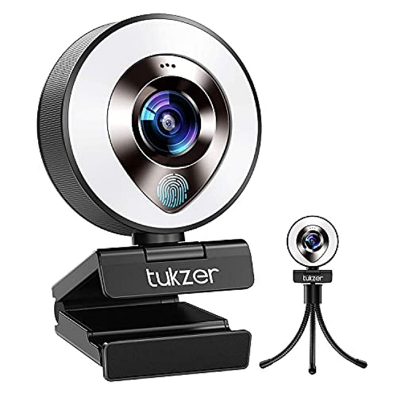 Tukzer HD 1080P Webcam with Microphone and Ring Light, Plug and Play Web Camera (TZ-WC1)