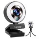 Tukzer HD 1080P Webcam with Microphone and Ring Light, Plug and Play Web Camera (TZ-WC1)