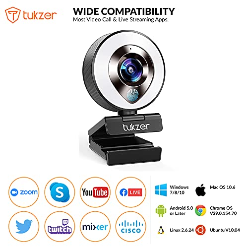 Tukzer HD 1080P Webcam with Microphone and Ring Light, Plug and Play Web Camera (TZ-WC1) Tukzer HD 1080P Webcam with Microphone and Ring Light, Plug and Play Web Camera (TZ-WC1)