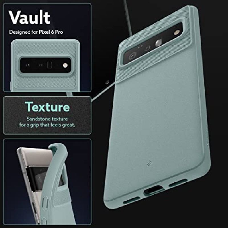 Caseology by Spigen Vault Back Cover Case Compatible with Google Pixel 6 Pro (Thermoplastic Polyurethane Sage Green)