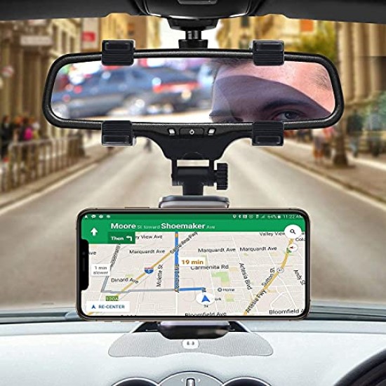 Sounce Car Rearview Mirror Holder Phone Bracket Car Dashboard Phone 360 Rotation for Cell Phone Holder Stand Base Mirror Phone Holder 