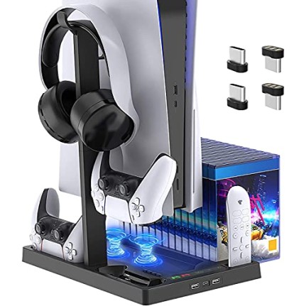 New World For PS5 Vertical Stand for PS5 Digital Edition and Disc Edition Console with Cooling Fan New World For PS5 Vertical Stand for PS5 Digital Edition and Disc Edition Console with Cooling Fan