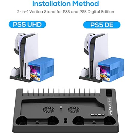 New World For PS5 Vertical Stand for PS5 Digital Edition and Disc Edition Console with Cooling Fan New World For PS5 Vertical Stand for PS5 Digital Edition and Disc Edition Console with Cooling Fan
