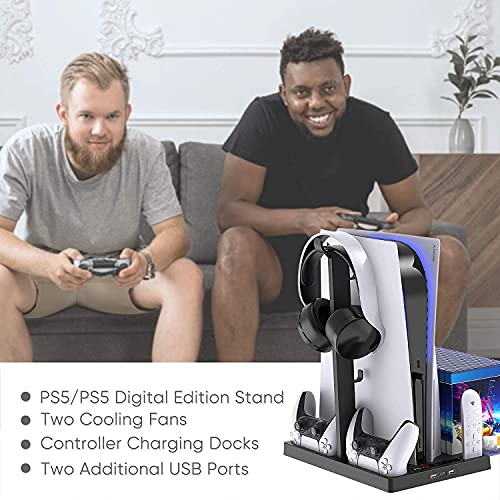 New World For PS5 Vertical Stand for PS5 Digital Edition and Disc Edition Console with Cooling Fan New World For PS5 Vertical Stand for PS5 Digital Edition and Disc Edition Console with Cooling Fan
