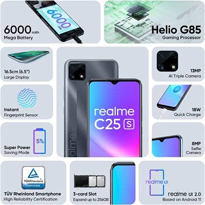 realme C25S (Watery Grey, 4GB RAM, 64GB Storage) Refurbished