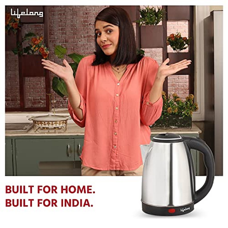 Lifelong LLEK15 Electric Kettle 1.5L with Stainless Steel Body, Easy and Fast Boiling of Water for Instant Noodle (black)