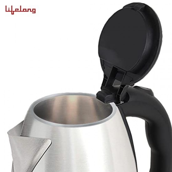 Lifelong LLEK15 Electric Kettle 1.5L with Stainless Steel Body, Easy and Fast Boiling of Water for Instant Noodle (black)