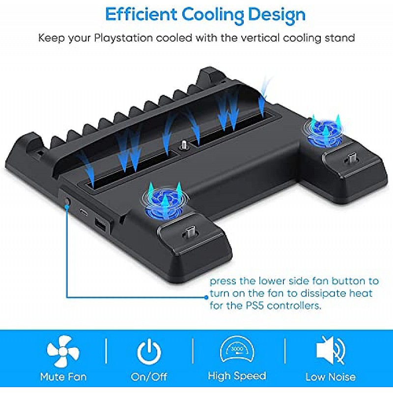 New World Cooling Stand for PS5 Dual Controller Charging stand Charging Dock Vertical Stand for PS5 Playstation5