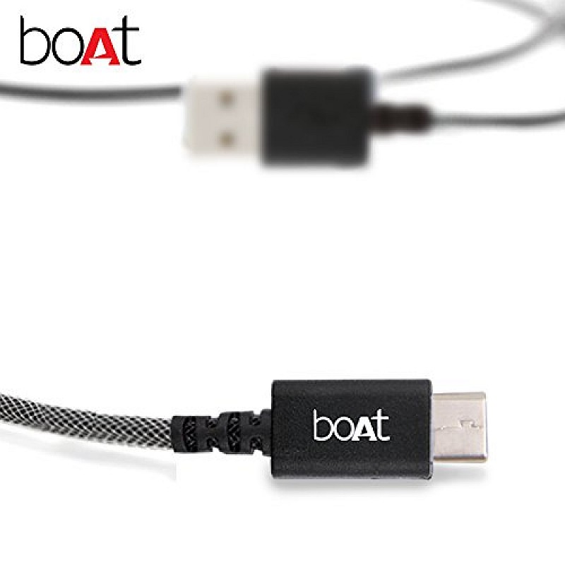 boAt Type-C A400 Type-C to USB A 2 Mtrs Cable 3A Fast Charging And 480mbps Data Transmission (Black)