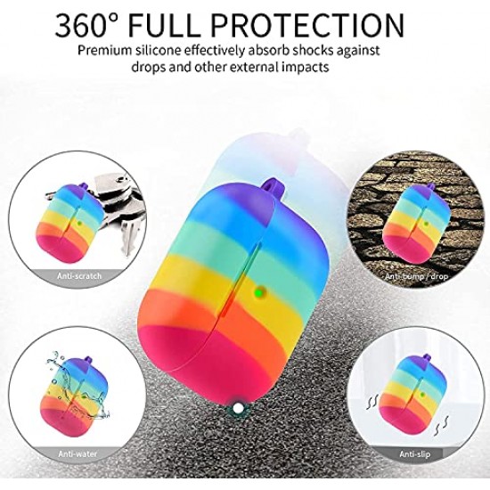 Airtree Silicone Protective Cover For Airpods Pro Headphones (Rainbow, Multicoloured)