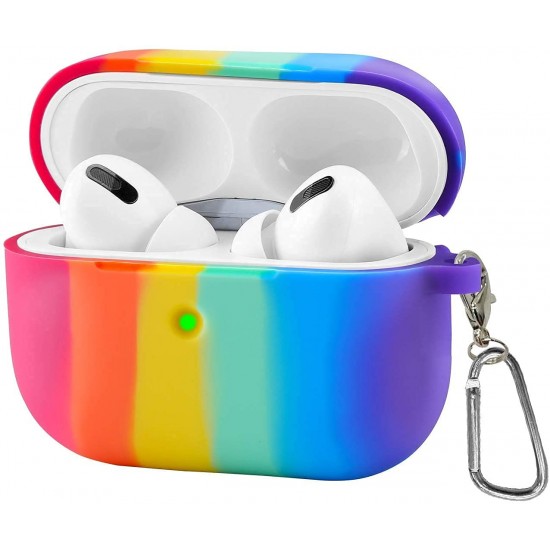 Airtree Silicone Protective Cover For Airpods Pro Headphones (Rainbow, Multicoloured)