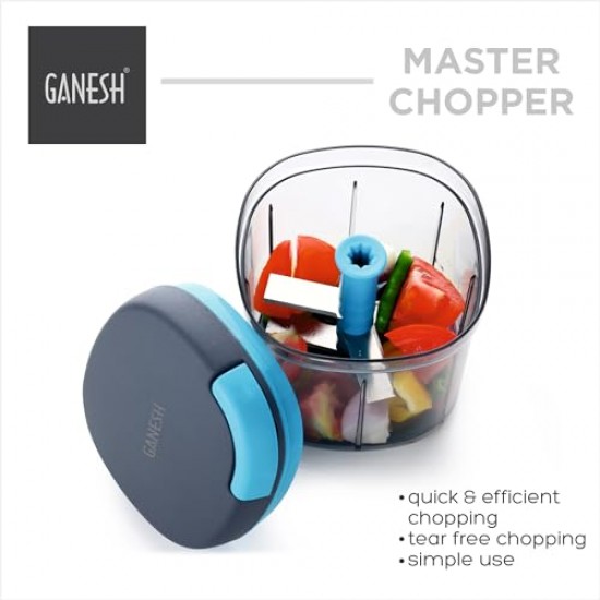 Ganesh Multipurpose Plastic Vegetable Master Chopper with 5 Stainless Steel Blades Blades 900 ml