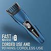 SYSKA HT1250 BeardPro Corded & Cordless Men's Trimmer with Self Sharpening Titanium Coated Blades, 20 Length Settings  90 Min Runtime Blue