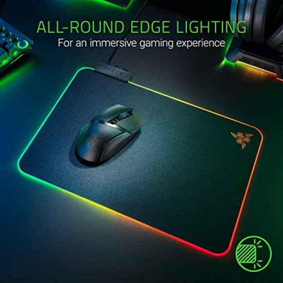 Razer Firefly V2 Micro Textured Gaming Mouse Mat with RGB Lighting Powered by Chroma Rz02-03020100-R3M1 Port