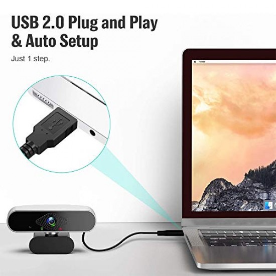 CASE U HW1 1080P Webcam with Microphone 360 Rotation Plug and Play Pro Streaming USB 2.0 HD 