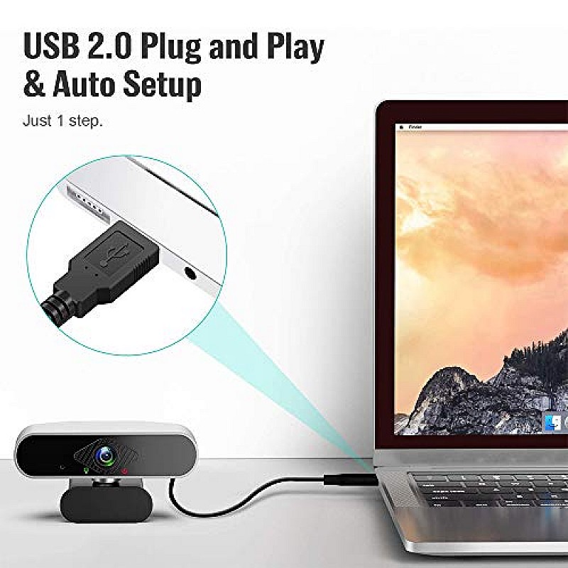 CASE U HW1 1080P Webcam with Microphone 360 Rotation Plug and Play Pro Streaming USB 2.0 HD 