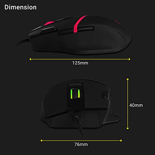 Zebronics Zeb-Tempest Plus 8-Button Wired Gaming Mouse with Rapid Fire Key, 6400 DPI Sensor, Rubber Finish, RGB Lights Zebronics Zeb-Tempest Plus 8-Button Wired Gaming Mouse with Rapid Fire Key, 6400 DPI Sensor, Rubber Finish, RGB Lights