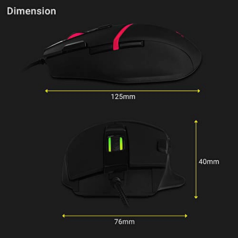 Zebronics Zeb-Tempest Plus 8-Button Wired Gaming Mouse with Rapid Fire Key, 6400 DPI Sensor, Rubber Finish, RGB Lights