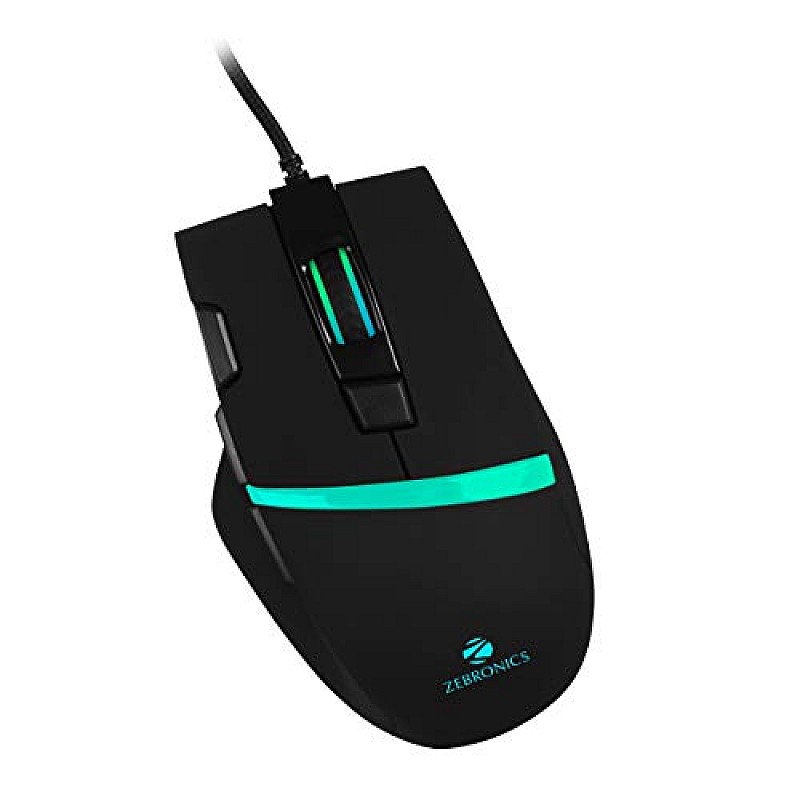 Zebronics Zeb-Tempest Plus 8-Button Wired Gaming Mouse with Rapid Fire Key, 6400 DPI Sensor, Rubber Finish, RGB Lights