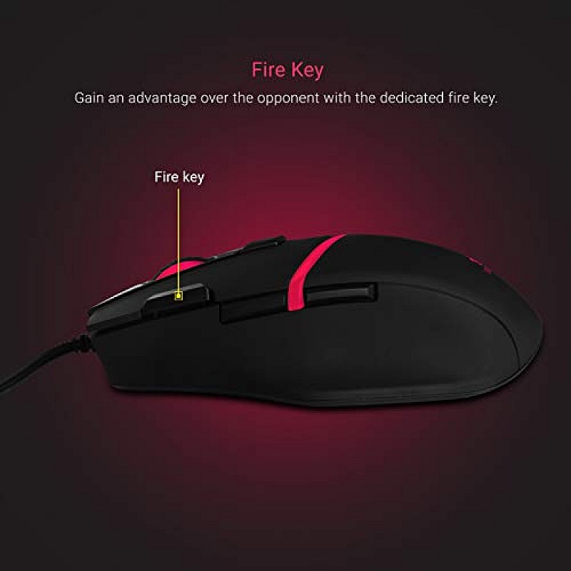 Zebronics Zeb-Tempest Plus 8-Button Wired Gaming Mouse with Rapid Fire Key, 6400 DPI Sensor, Rubber Finish, RGB Lights