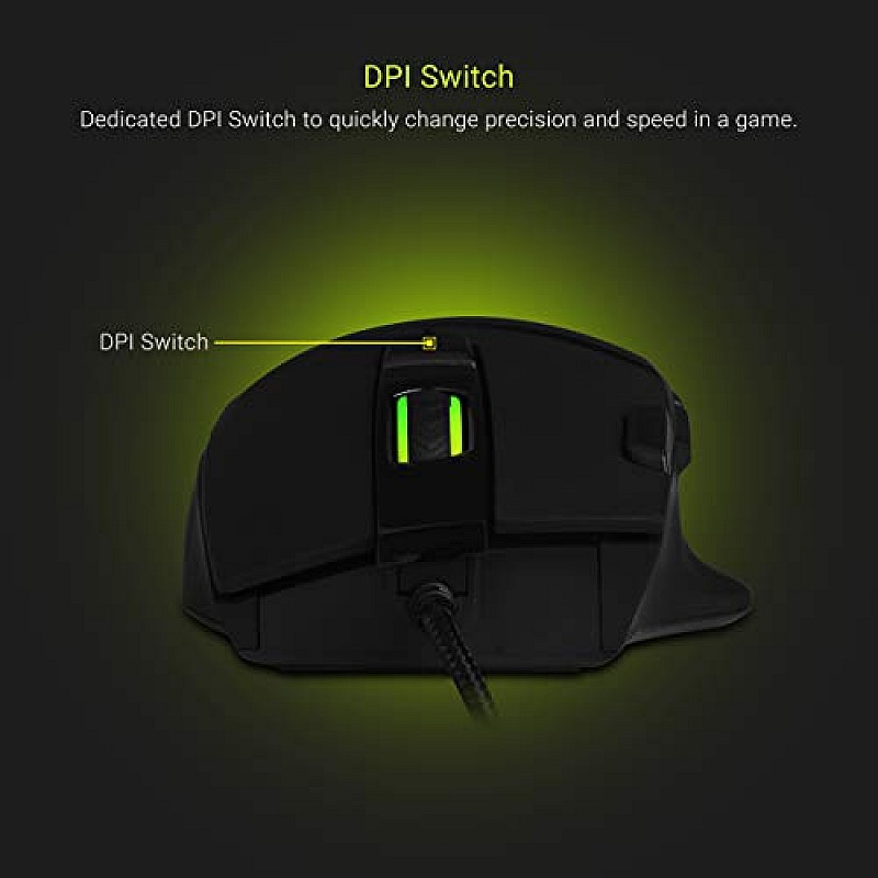 Zebronics Zeb-Tempest Plus 8-Button Wired Gaming Mouse with Rapid Fire Key, 6400 DPI Sensor, Rubber Finish, RGB Lights