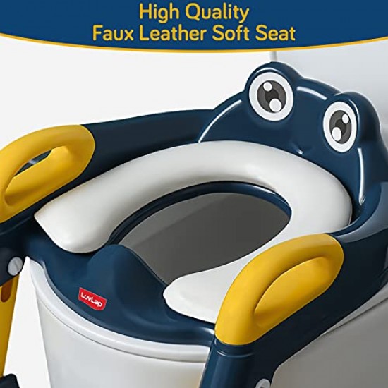 LuvLap trainer potty seat with ladder, potty seat cum toilet seat, Fits all standard size toilets for 1 + Year child (Yellow & Blue)