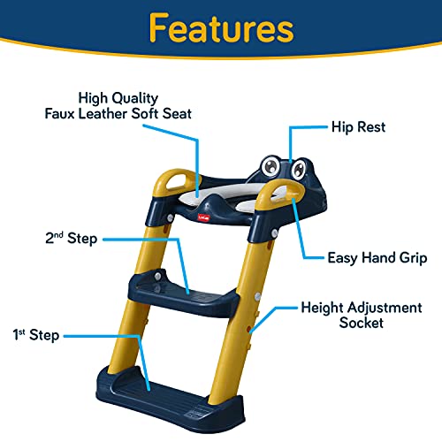 LuvLap trainer potty seat with ladder, potty seat cum toilet seat, Fits all standard size toilets for 1 + Year child (Yellow & Blue) LuvLap trainer potty seat with ladder, potty seat cum toilet seat, Fits all standard size toilets for 1 + Year child (Yellow & Blue)