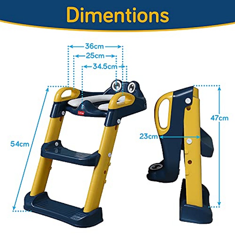 LuvLap trainer potty seat with ladder, potty seat cum toilet seat, Fits all standard size toilets for 1 + Year child (Yellow & Blue)