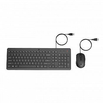 HP 150 Wired Keyboard and Mouse Combo with Instant USB Plug-and-Play Setup Black