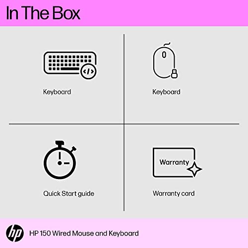 HP 150 Wired Keyboard and Mouse Combo with Instant USB Plug-and-Play Setup Black HP 150 Wired Keyboard and Mouse Combo with Instant USB Plug-and-Play Setup Black