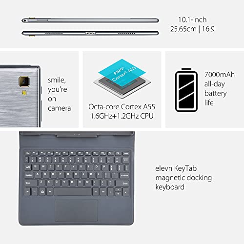 elevn eTab11 Pro Tablet with Keyboard (10.1-inch Magnetic Docking Keyboard, 4GB 64GB, Aluminium Grey elevn eTab11 Pro Tablet with Keyboard (10.1-inch Magnetic Docking Keyboard, 4GB 64GB, Aluminium Grey