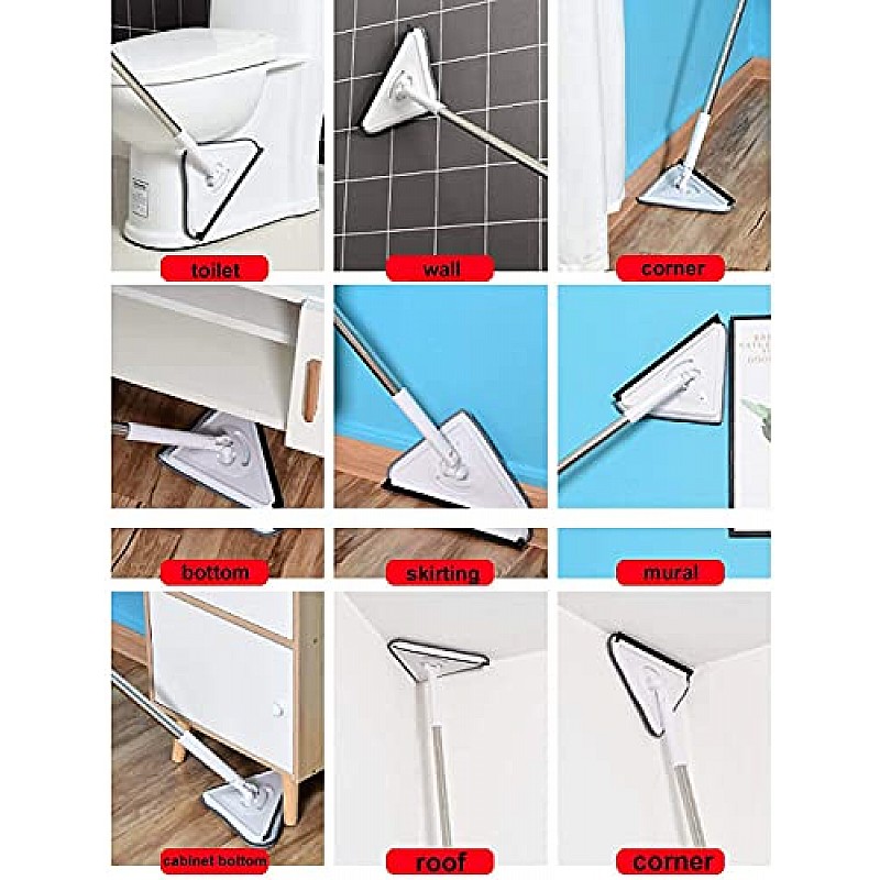 AIRTREE Rotatable Triangle Mop with Long Handle, Microfiber Flat Floor mop Rotatable Cleaning Brush Glass Wiper Window  (Multicolor)