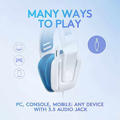 Logitech G335 Lightweight Gaming Wired Over Ear Headphones with Mic White Logitech G335 Lightweight Gaming Wired Over Ear Headphones with Mic White