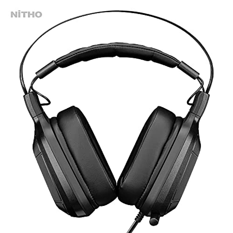 Nitho Titan PRO 7.1 Surround Gaming Headset with Cardioid Microphone Over-Ear Wired Gaming Headphones with RGB LED Black