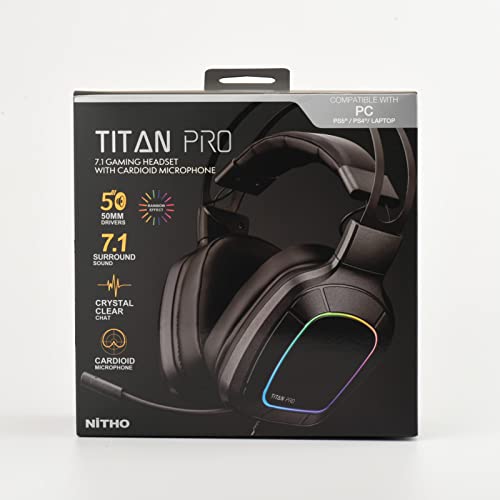 Nitho Titan PRO 7.1 Surround Gaming Headset with Cardioid Microphone Over-Ear Wired Gaming Headphones with RGB LED Black Nitho Titan PRO 7.1 Surround Gaming Headset with Cardioid Microphone Over-Ear Wired Gaming Headphones with RGB LED Black